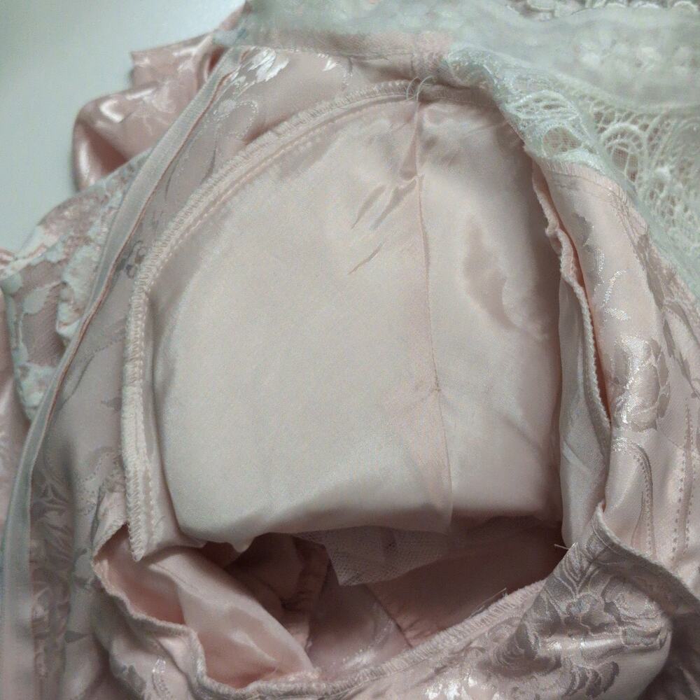 Vintage 80's Scott McClintock Pink Ivory Lace Victorian Style Dress High Neck 6 - Picture 10 of 13